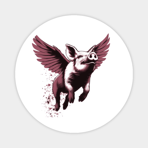 Pink Flying Pig Magnet by valsevent
